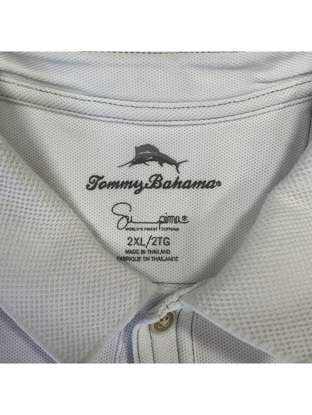 Tommy Bahama Mens 2XL White100% Pima Cotton Polo Shirt Sailfish Logo Golf Casual - Picture 4 of 10